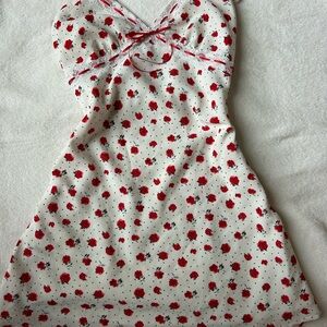 Princess Polly Red Floral Lace Trim Mini Dress